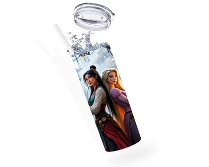 Mulan x Raiponce - Thermos en acier inoxydable 600ml | Steampunk Thermos inoxydable Disney Shop | Anylem Beauty 