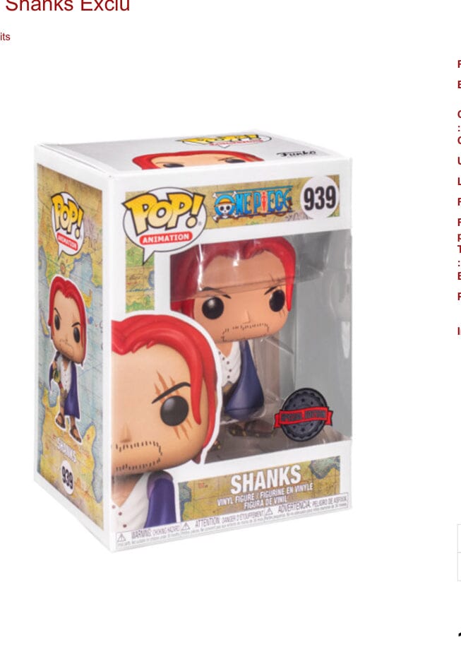 One Piece - Figurine POP | Shanks EXCLUSIF Figurines POP ID9 