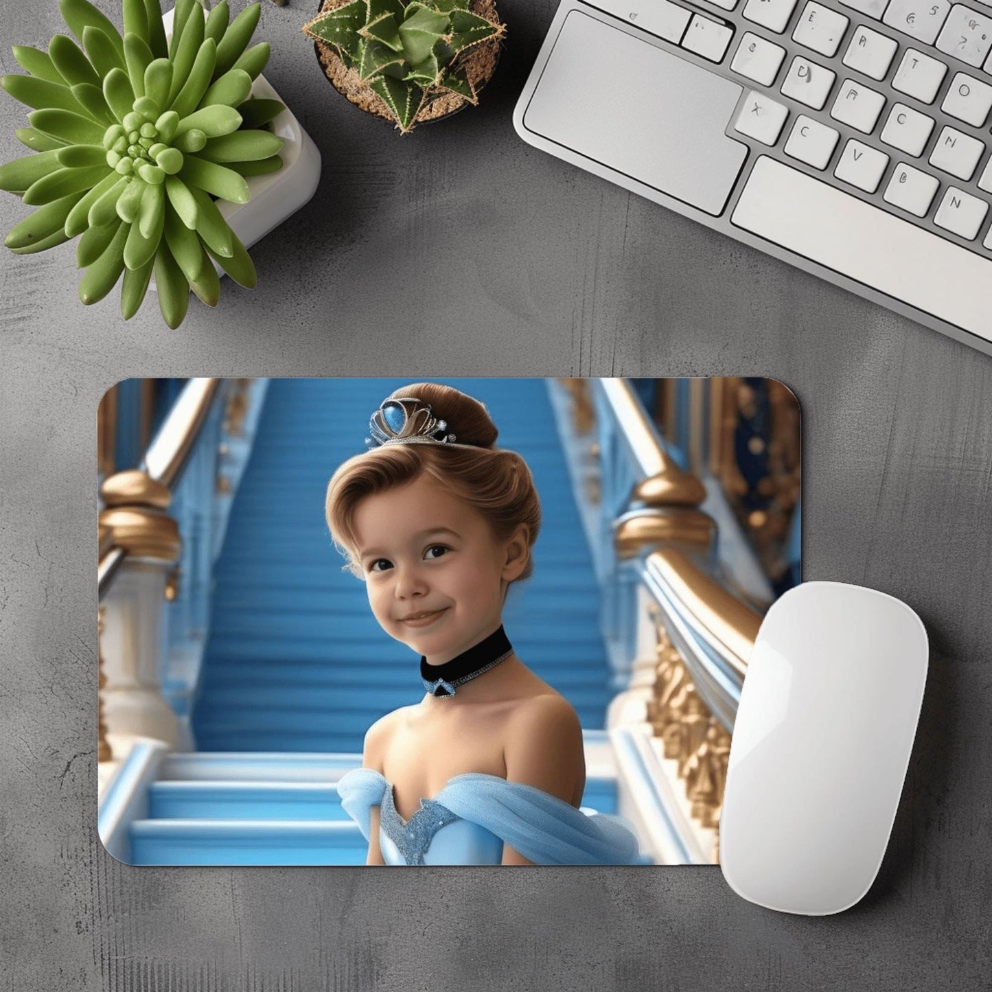 IA - Thème "Princesse" - Petite Fille Personnalisation IA Anylem Beauty Tapis de Souris 