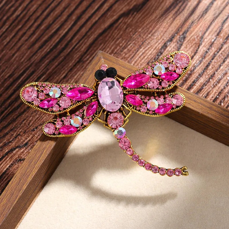 Broche - Libellule rose