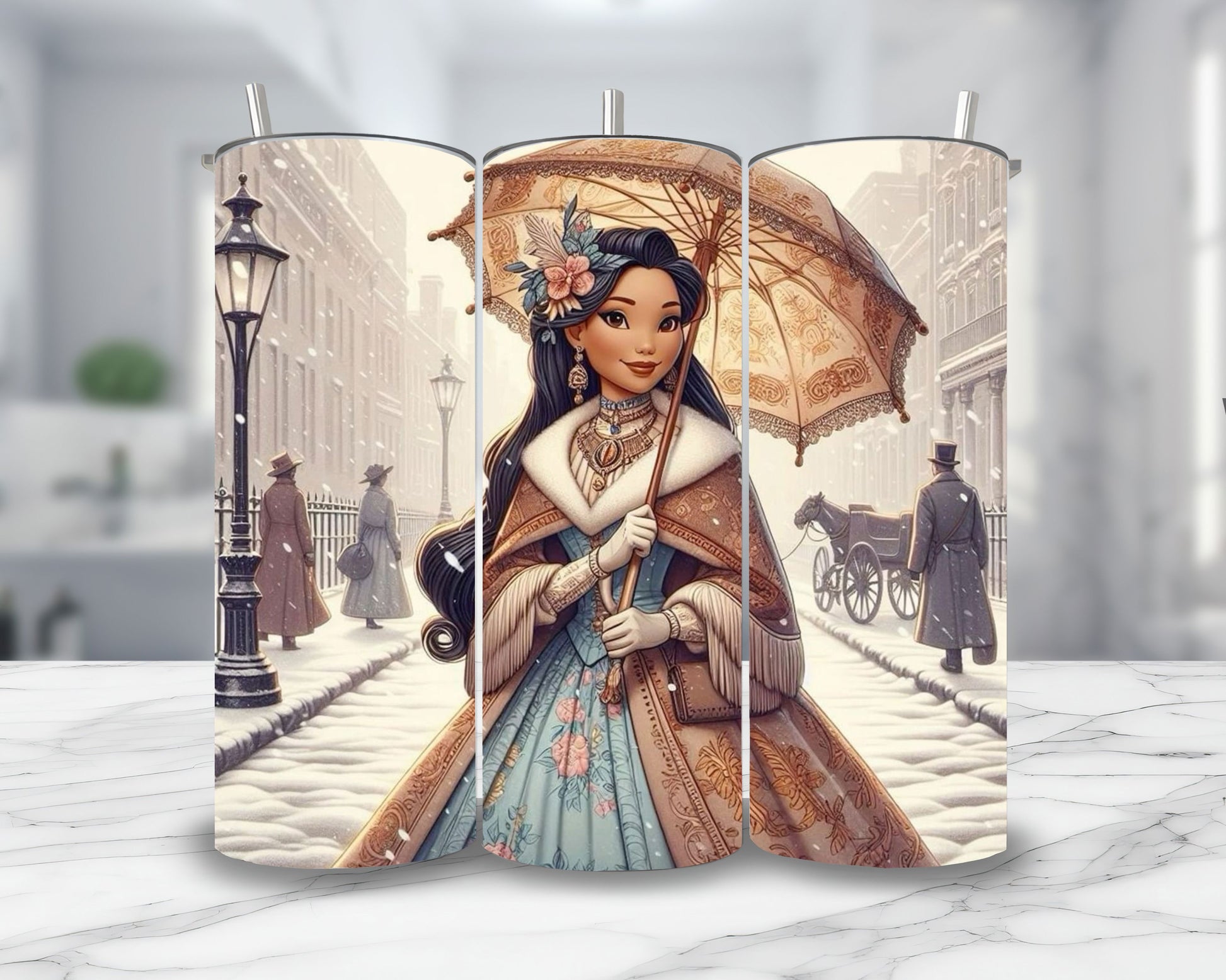 Pocahontas - Thermos en acier inoxydable 600ml | Années 20 Thermos inoxydable Disney Shop | Anylem Beauty 