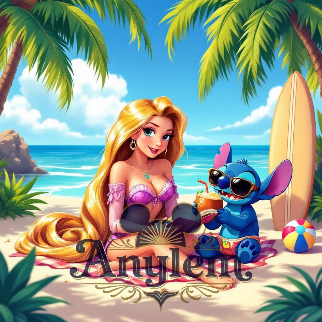 Raiponce x Stitch - Personnalisation | Plage Personnalisation Disney Shop | Anylem Beauty 