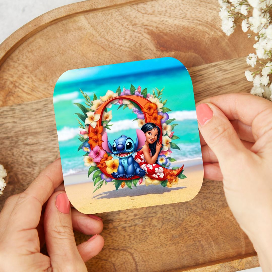 Stitch - Dessous de verre "Tropiques" | Lettrage Dessous de verres Disney Shop | Anylem Beauty Q 