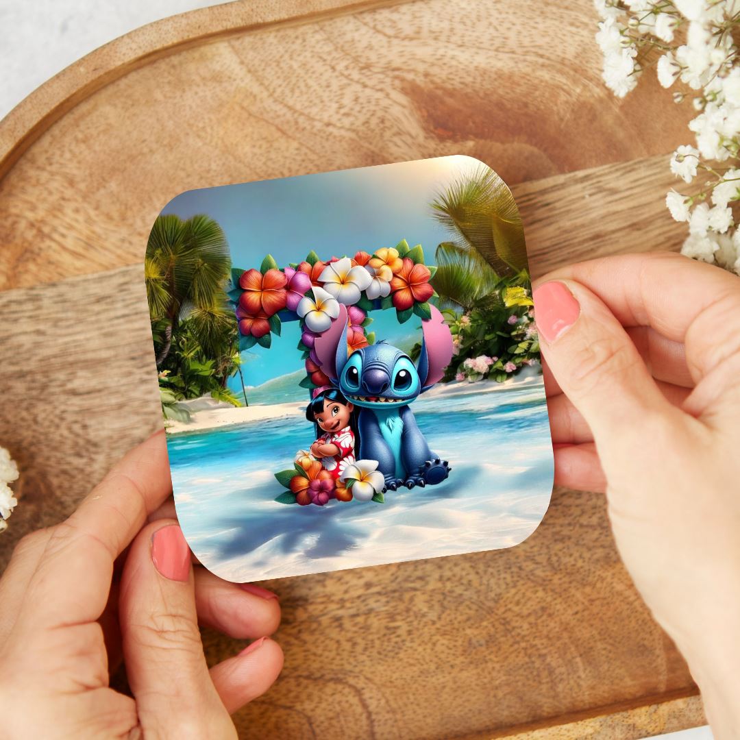 Stitch - Dessous de verre "Tropiques" | Lettrage Dessous de verres Disney Shop | Anylem Beauty T 