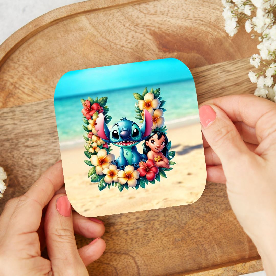 Stitch - Dessous de verre "Tropiques" | Lettrage Dessous de verres Disney Shop | Anylem Beauty U 