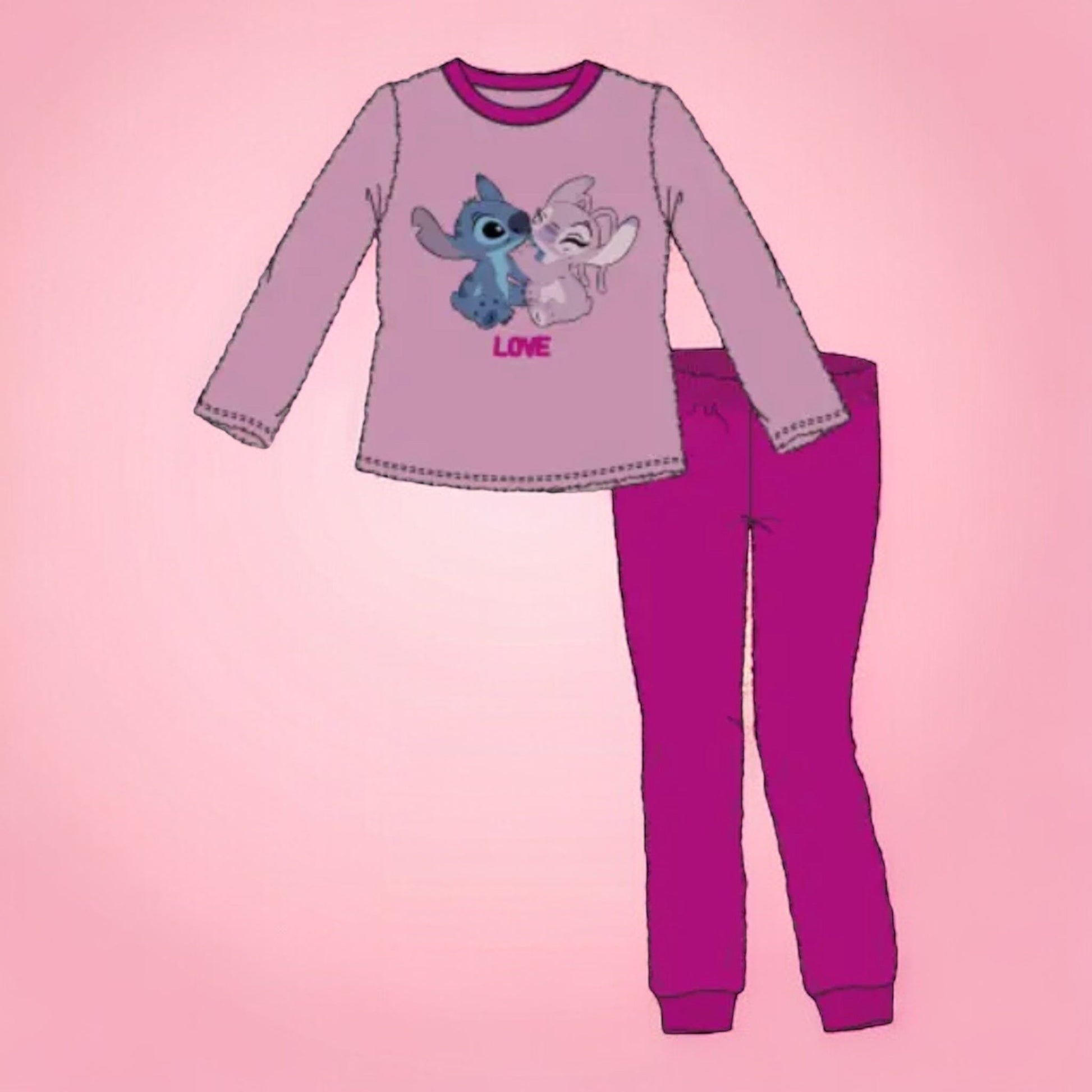 Stitch - Pyjama Manches Longues ENFANT Rose Vêtements Sun City 