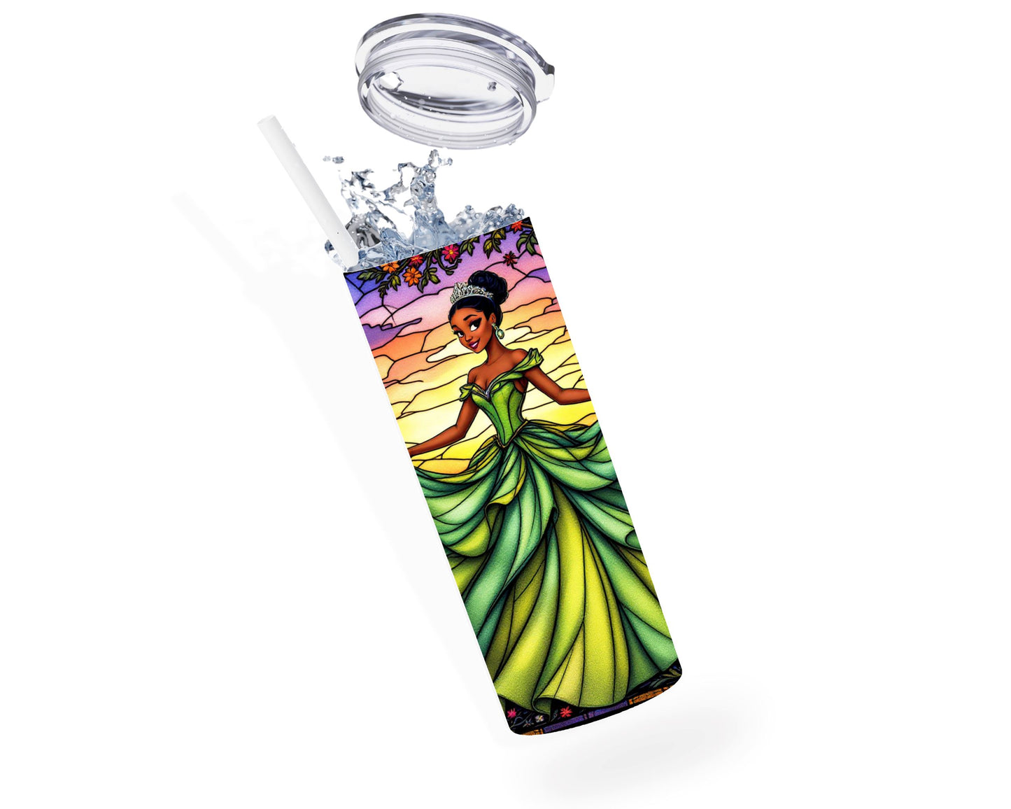 Tiana - Thermos en acier inoxydable 600ml | Vitrail Thermos inoxydable Disney Shop | Anylem Beauty 