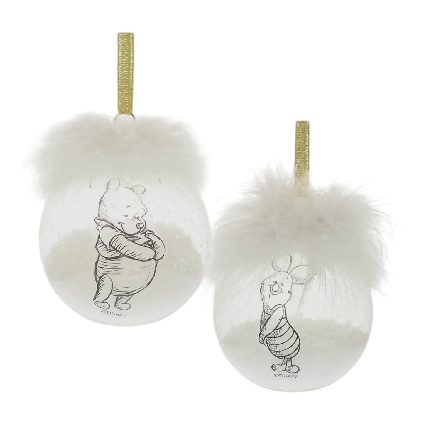 Winnie l'ourson - Lot de 2 boules de Noël à plumes blanches Boules de Noël WIDDOP and Co. 