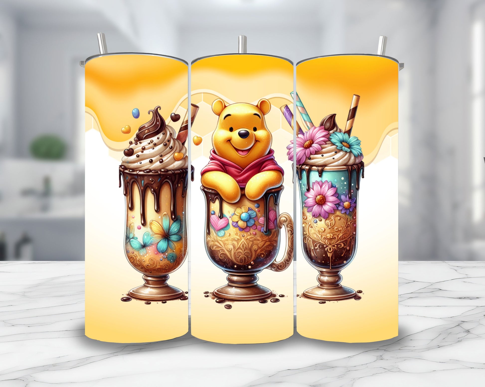 Winnie - Thermos en acier inoxydable 600ml | Triple Milkshake Thermos inoxydable Disney Shop | Anylem Beauty 